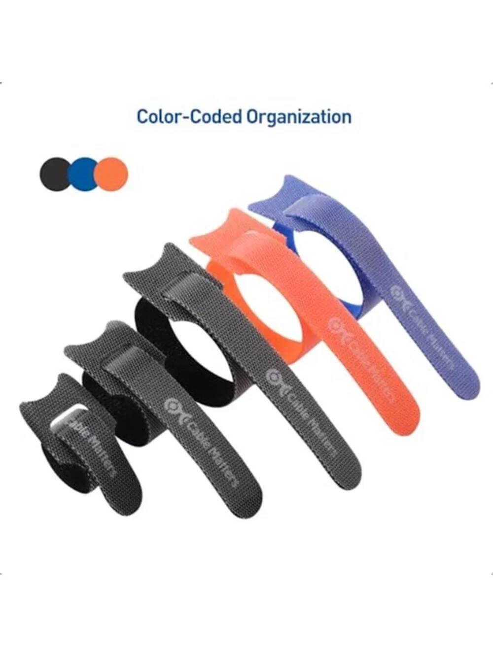 Reusable Cable Ties Hook Loop Cord Organizer Straps 100 Pack Assorted Sizes